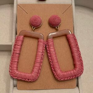 J.Crew | Raffia Wrapped Acetate Earrings | 2.5” Length